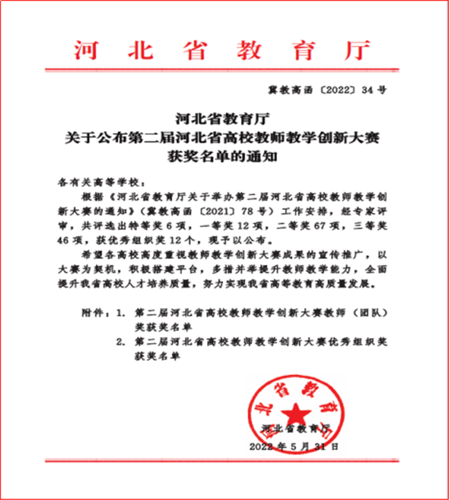 我校經(jīng)濟(jì)學(xué)院薛芳教學(xué)團(tuán)隊(duì)在河北省第二屆高校教師教學(xué)創(chuàng)新大賽中斬獲三等獎